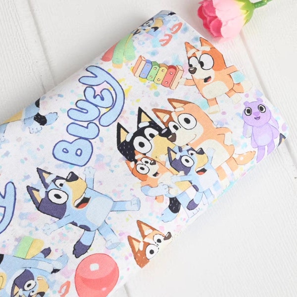 cute cartoon bluey cotton, diy sewing fabric by half yard