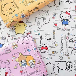 cute cartoon kitty pc dog pompom cotton, diy sewing fabric