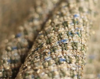 Heavyweight Tussah Silk Wool Blend Fabric | Textured Woven Tweed Style Material for Jackets & Blazers | 51 Momme Suit Fabric by half Yard