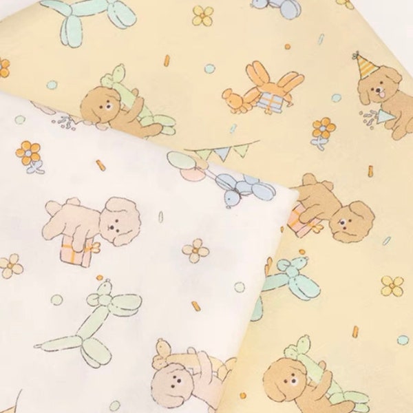 cute cartoon bichon frise cotton, korea cottonvill diy sewing fabric, by half yard