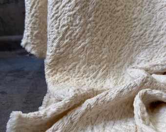 Wabi-Sabi Textured Cotton Jacquard Fabric | Off-White Zen Style Homespun Cloth | Opaque Medium Weight Cotton for Clothing & Home Decor | 58"
