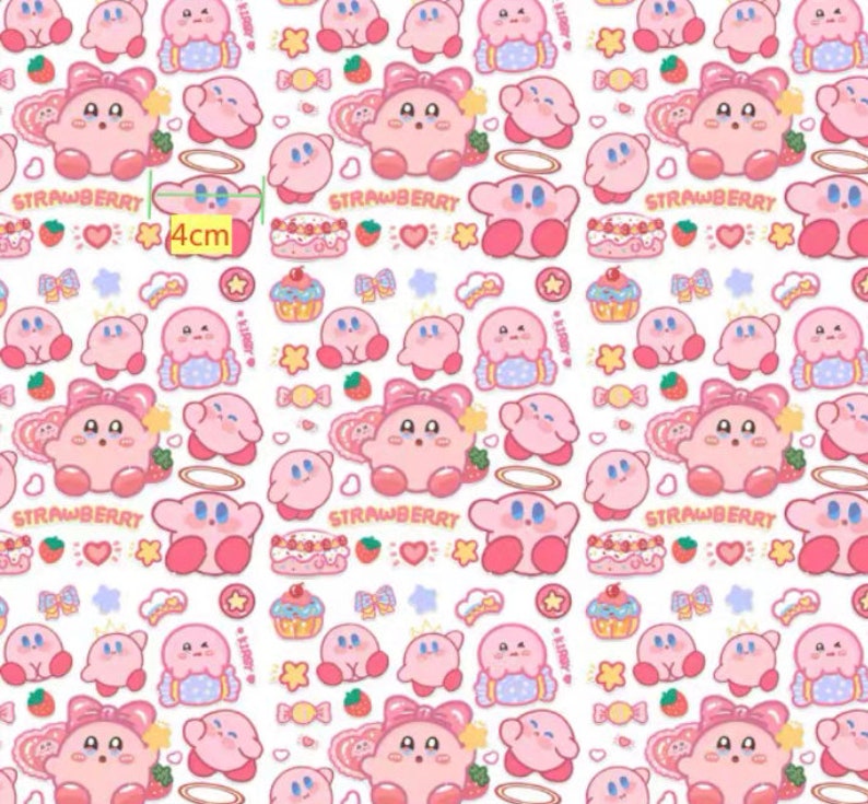 Cartoon kirby polyester waterproof, diy sewing fabric 7