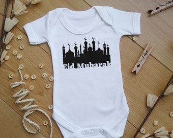 Eid Mubarak Baby Grow, Muslim Baby outfit, Eid Gift for baby, Ramadan gift, Islamic baby gift, Happy Eid baby reveal, Unisex bodysuit