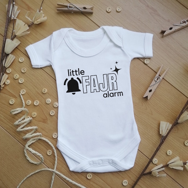 Little Fajr alarm, Funny Arabic Baby Grow, Cute Muslim Baby clothing, Baby Eid Gift, First Eid, Baby Arrival, Fun Gift for new baby, Unisex