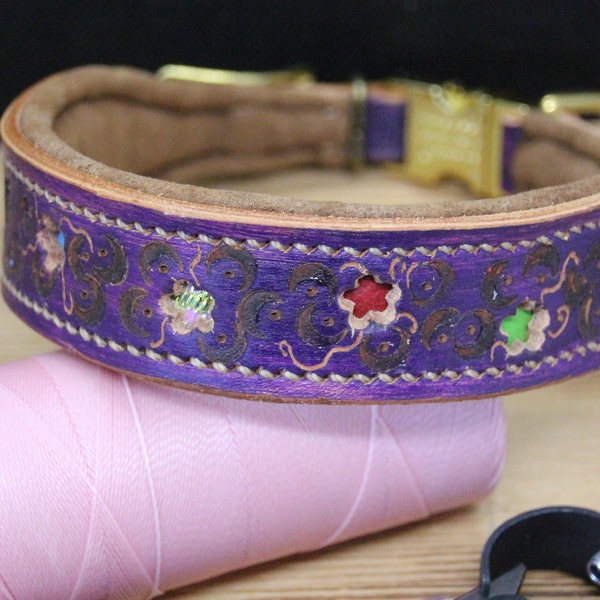 Hundehalsband aus Leder mit Klickverschluss verstellbar ca. 35 - 37 cm