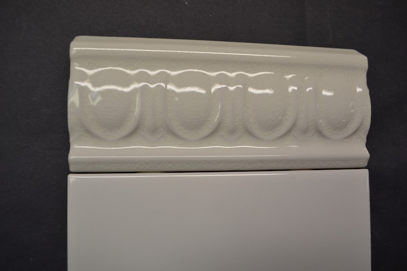 Ceramic SCULPTURED BORDER 2-1/2'x5-3/4 Crackle Glaze Lt. Almond image 5