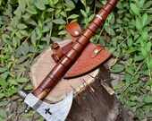 Custom Hand Forged Wire Cut Cross Damascus Steel TOMAHAWK, HATCHET Smokey Axe. Pipe Axe