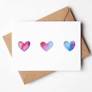 Watercolor Heart Notecard Set: All Occasion Blank Cards (Qty 4)