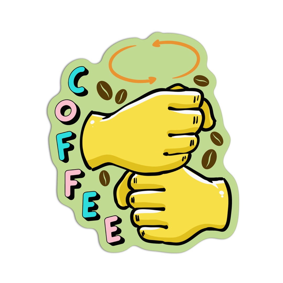 Coffee ASL American Sign Language Raised Spot UV Textured Etsy