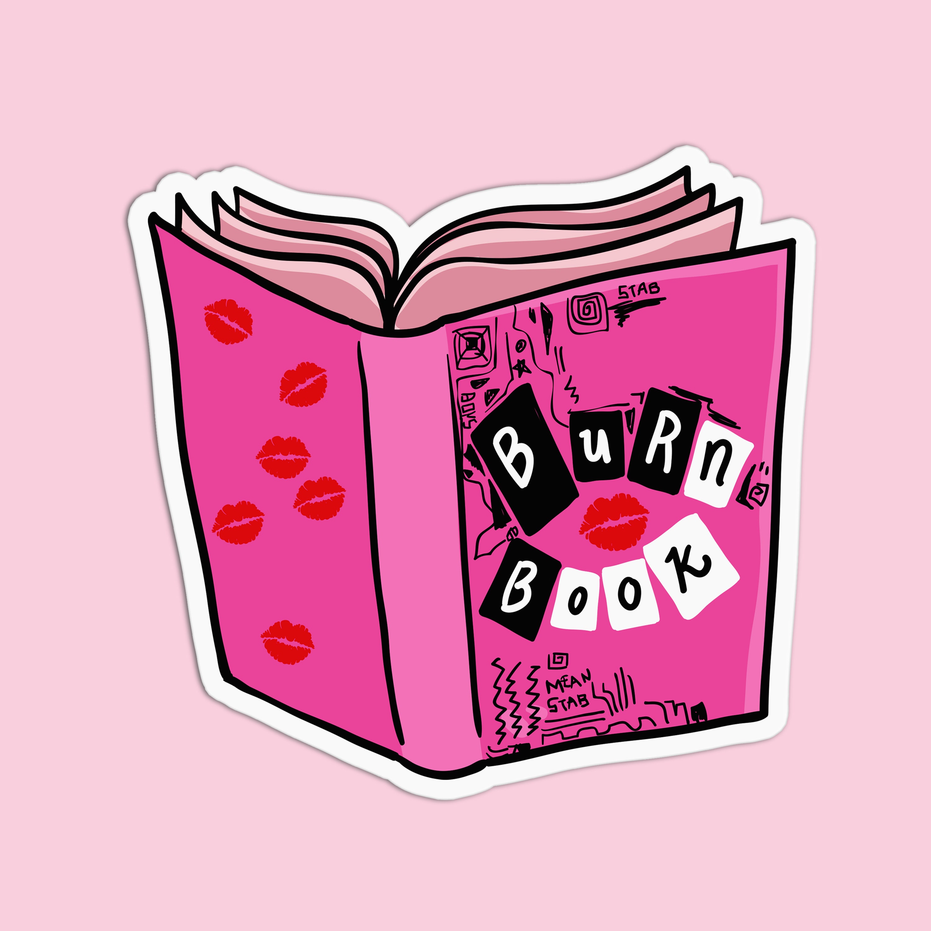 Burn Book Mean Girls Raised Spot UV Textured Vinyl Waterproof Stickers