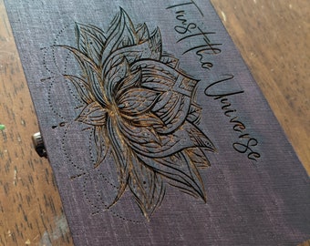 Engraved Wood Tarot Card Box: Crystal Storage, Witchy Altar Supplies, Celestial Organizer