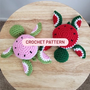 Wassermelonenscheibe Schildkröte Häkelmuster, Amigurumi Muster, Einfaches Häkelmuster, Amigurumi Schildkröte Häkelanleitung, Wassermelonen Häkelanleitung