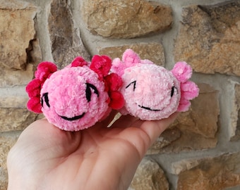 Crochet Axolotl Plushie, Velvet Stress Relief Toy, Desk Buddy