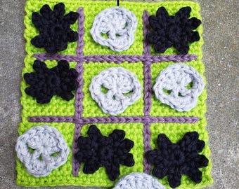 Skull & Spider Crochet Tic-Tac-Toe Pattern, Crochet Game Pattern, Quick Crochet Project, Unique Crochet Gift, Crochet Patterns
