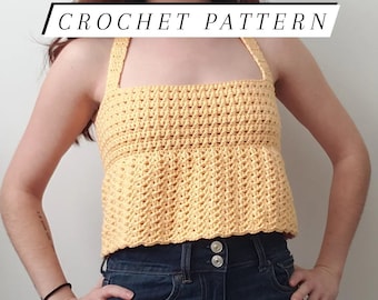 Little Peplum Halter Top Crochet Pattern, Crochet Top Pattern, Crochet Crop Top Pattern, Crochet Halter Top Pattern, Peplum Top Pattern