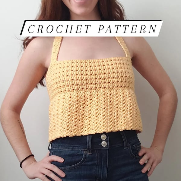 Little Peplum Halter Top Crochet Pattern, Crochet Top Pattern, Crochet Crop Top Pattern, Crochet Halter Top Pattern, Peplum Top Pattern