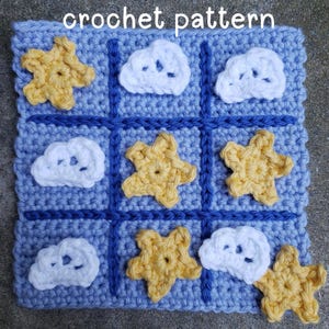 Cloud and Star Tic-Tac-Toe Crochet Pattern; Crochet Tic-Tac-Toe Pattern; Crochet Game Pattern; Tic-Tac-Toe Game; Crochet Patterns; Fun Game