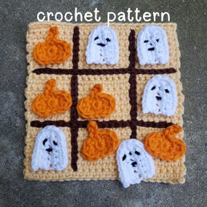 Ghost and Pumpkin Tic-Tac-Toe Crochet Pattern; Crochet Tic-Tac-Toe Pattern; Crochet Game Pattern; Tic-Tac-Toe Game; HalloweenCrochet Pattern