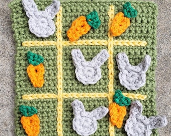 Bunny and Carrot Tic-Tac-Toe Crochet Pattern, Crochet Game Pattern, Quick Crochet Project, Unique Crochet Gift, Crochet Patterns