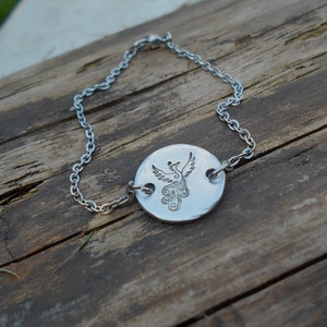 Phoenix Bracelet, Dainty Phoenix Bracelet, Phoenix Jewelry, Still I Rise, Fire Bird Charm Bracelet, Recovery Gift for Sister, Silver Bird
