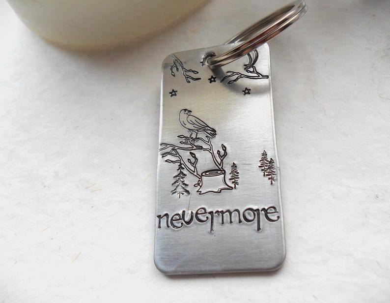 Edgar Allan Poe Copper Keychain: the Raven, Gothic Book Lover Gift - Etsy