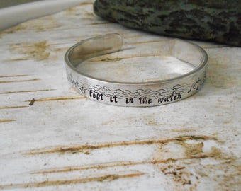 I Left It in the Water, Personalized Bracelet, Baptism Jewelry, Aluminum Cuff