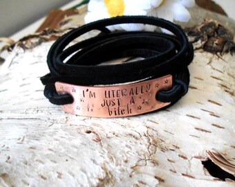 Suede Wrap Bracelet, Custom Jewelry, Sarcastic humor, Gift for Teenager