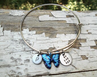 So she did, Charm Bracelet, Personalized Bangle, Teenager Jewelry, Butterfly Jewelry