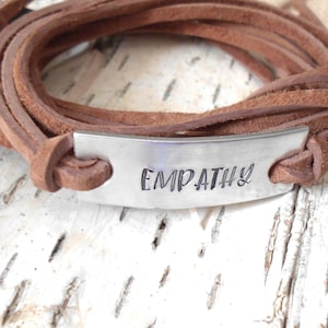 Custom Word Bracelet: Hand Stamped Aluminum & Suede Leather