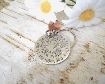 The Beatles, Song Lyrics Keychain, John Lennon, I'm A Dreamer, Hand Stamped, Spiral Keyring