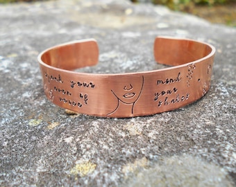 RBG Quote Copper Cuff Bracelet: Hand Stamped Feminist Jewelry