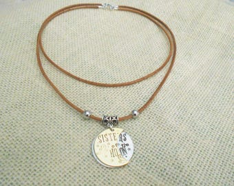 Sisters of the Moon Necklace, Leather Choker, Teenager Jewelry, Moon Pendant