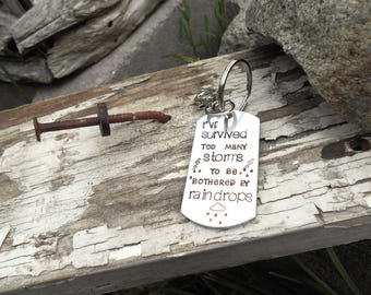 Hand Stamped Aluminum Keychain, Inspirational Quote, Strong Woman Gift
