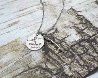 Hand Stamped Pewter Necklace, Graduation Gift, Inspirational Jewelry, Uplifting Reminder, Arrow Necklace