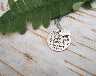 Songbirds Necklace, I Love You, Stevie Nicks, Hand Stamped Jewelry, Pewter Pendant, Music Lover