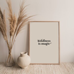 A bondade é mágica, impressão de bondade, impressão gentil, arte de letras, arte de parede, arte, impressões, impressão em preto e branco, impressão neutra, arte de parede neutra