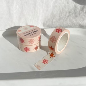 Winter Washi Tape, Washi Tape, Bullet Journaling, Decorative Tape, Cute Washi, Snowflake Washi, Scrapbooking Supplies, Pinkmas