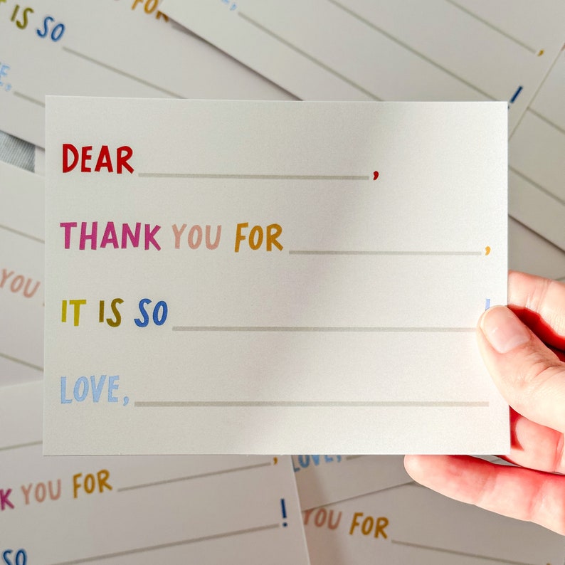Childrens Thank You Card, Kids Fill in Blank Card, Kids Gratitude Card ...