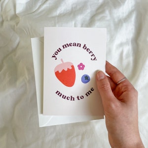 Jeu de mots, Carte de calembour, Carte de voeux, Carte vierge, Carte de Saint-Valentin, Carte d'anniversaire, Jolie carte, Carte illustrée, Art fraise