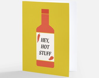 Hot Sauce Card, Greeting Card, Blank Card, Valentines Day Card, Anniversary Card, Spicy Card, Hot Sauce, Cute Card, Illustrated Card