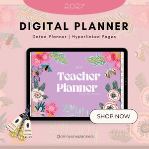2027 Digital Teacher Planner for iPad | Hyperlinked Dated Calendar (GoodNotes) | Whimsical Floral Design