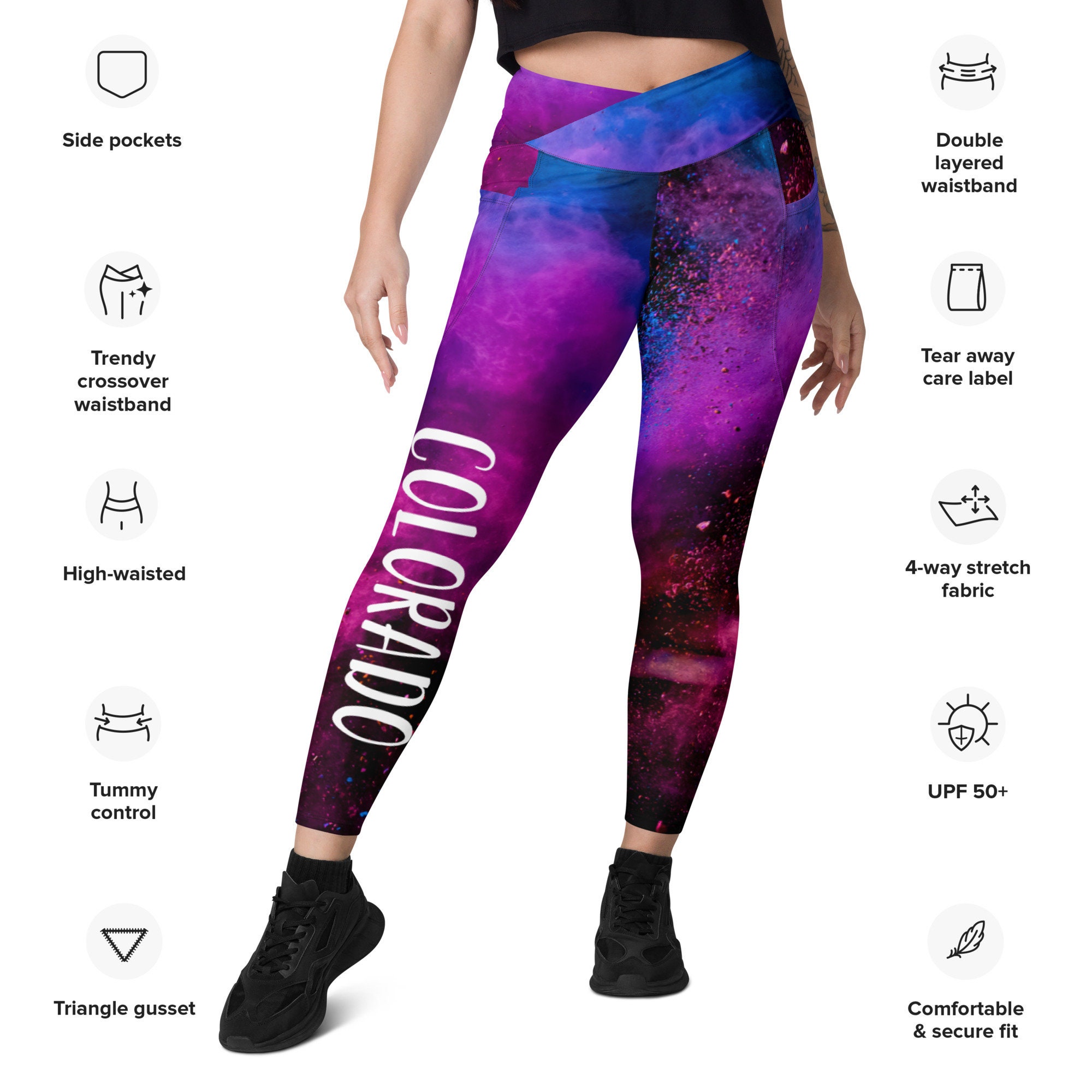 Mysterious Purple Forest Galaxy Leggings, Nature Inspired Yoga Tights,  Mystic Tree Landscape Workout Clothing, Purple Forest Pants for Women -   Canada