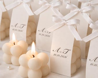 Personalisierte Gastgeschenke | Geschenke für Brautparty und Verlobung | Handgemachte Seifenblasenkerze | Individuelle Hochzeitsgeschenke für Gäste