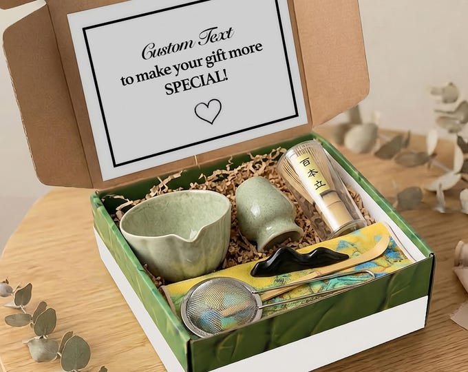 Matcha Bowl Gift Set | Green Tea Ceremony Kit, Bamboo Whisk and Chasen Holder