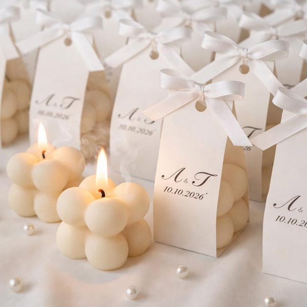 Personalisierte Hochzeit Gefälligkeiten | Brautparty Verlobung Geschenke |  Handgefertigte Bubble Kerze | Personalisierte Hochzeitsgeschenke für die Gäste