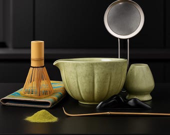 7点抹茶セット：竹製茶筅、茶碗、アクセサリー - ギフト対応