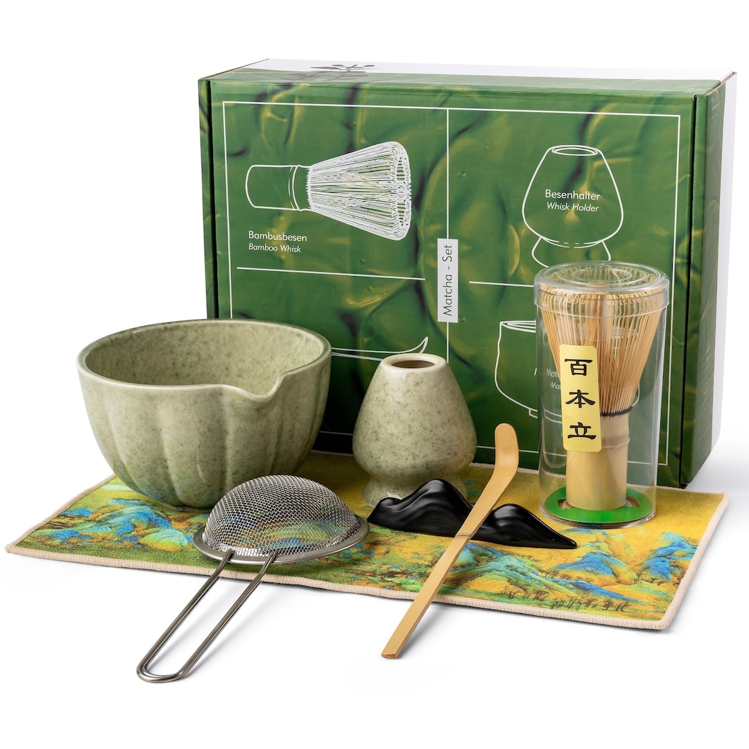 7-piece Matcha Tea Set: Japanese Ceremony Kit With Bowl & Bamboo Whisk ...