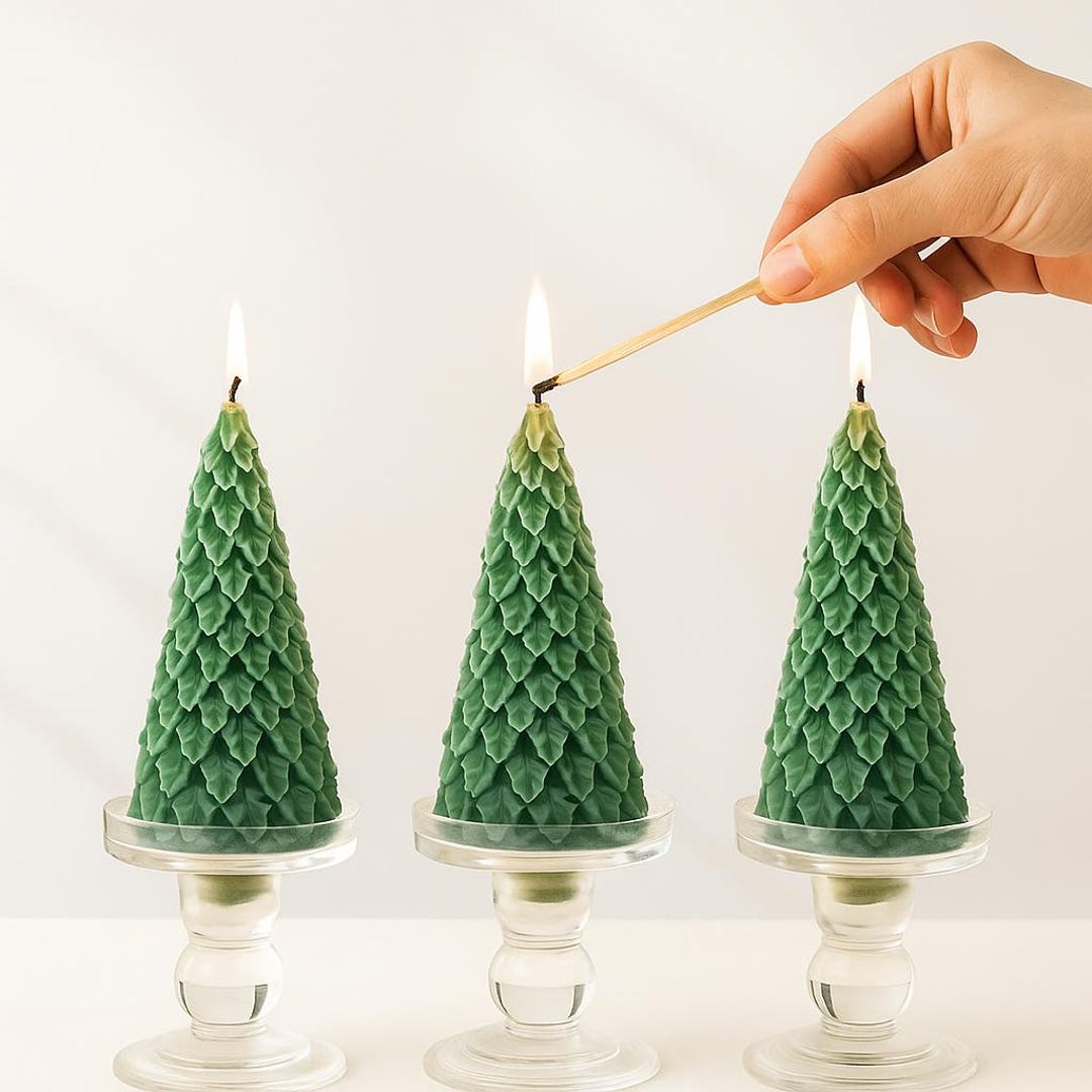Fir Christmas Tree Soy Candle Set of 3 | Xmas Decor - Etsy