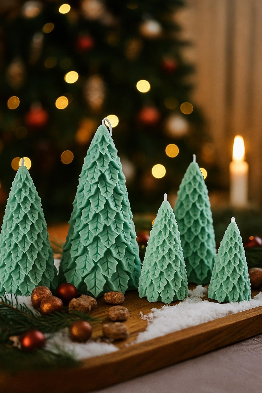 Handmade Christmas Tree Soy Wax Candle Set | Holiday Decor - Etsy