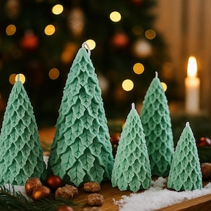 Handmade Christmas Tree Soy Wax Candle Set | Holiday Decor